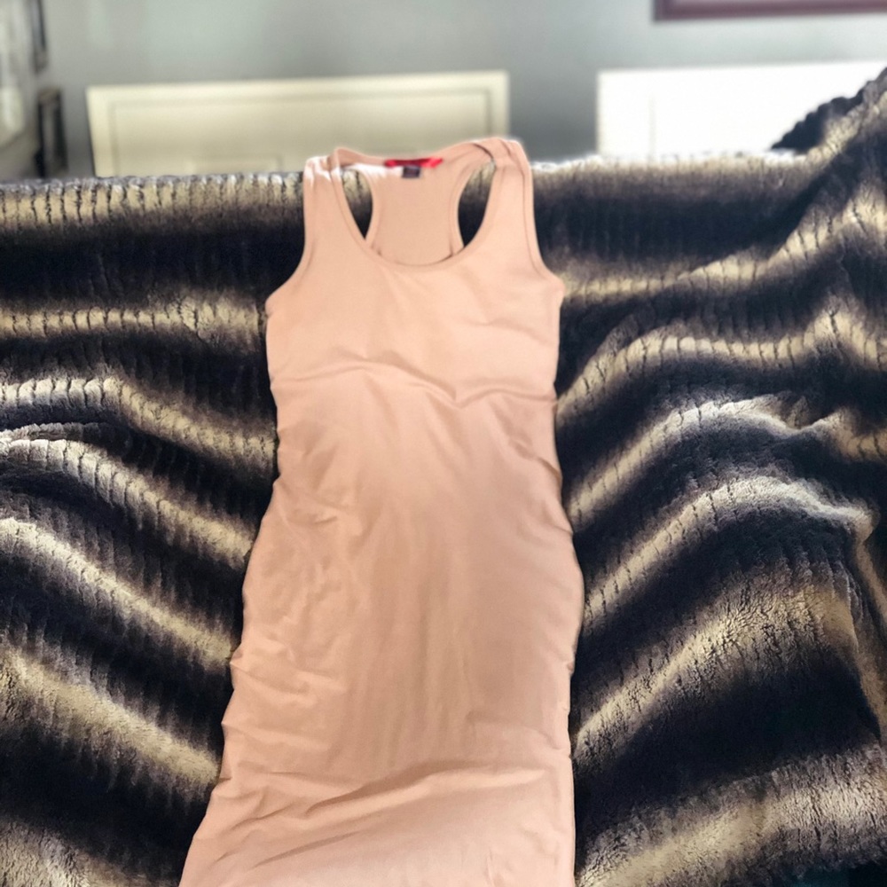 Hot Kiss Long Nude/Tan  Sleeveless Bodycon Dress - Picture 7 of 8